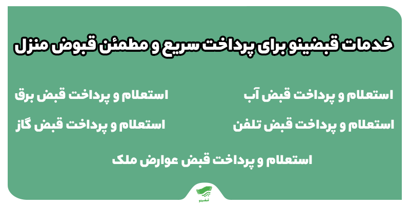 لیست خدمات قبضینو