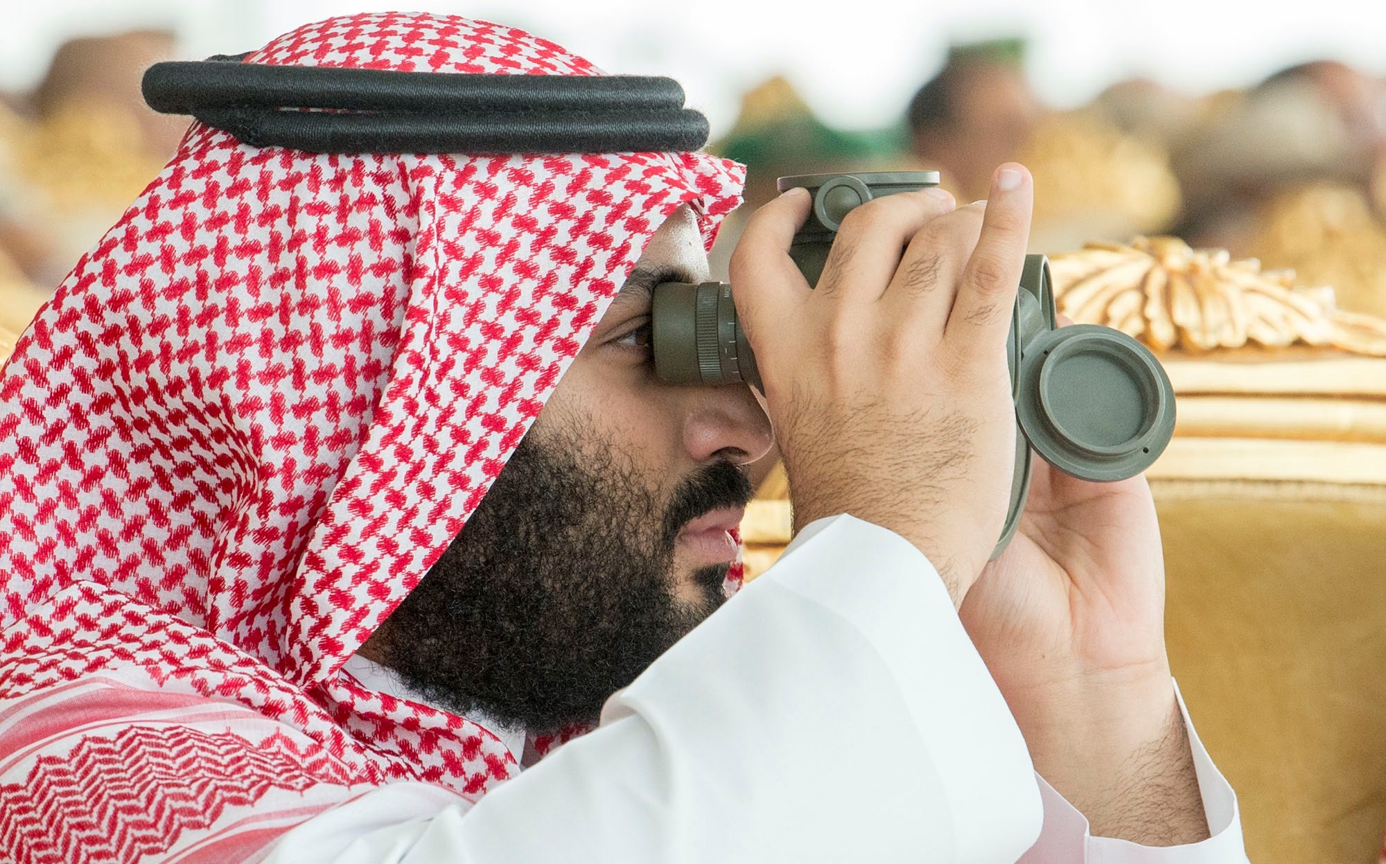 Mohammed MBS Bin Salman observing military exercise Joint Gulf Shielf April 2018