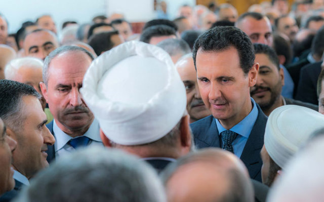 حضور بشار اسد در نماز عید فطر