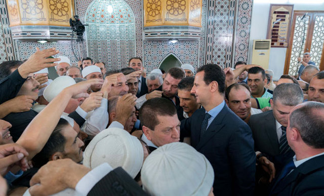حضور بشار اسد در نماز عید فطر