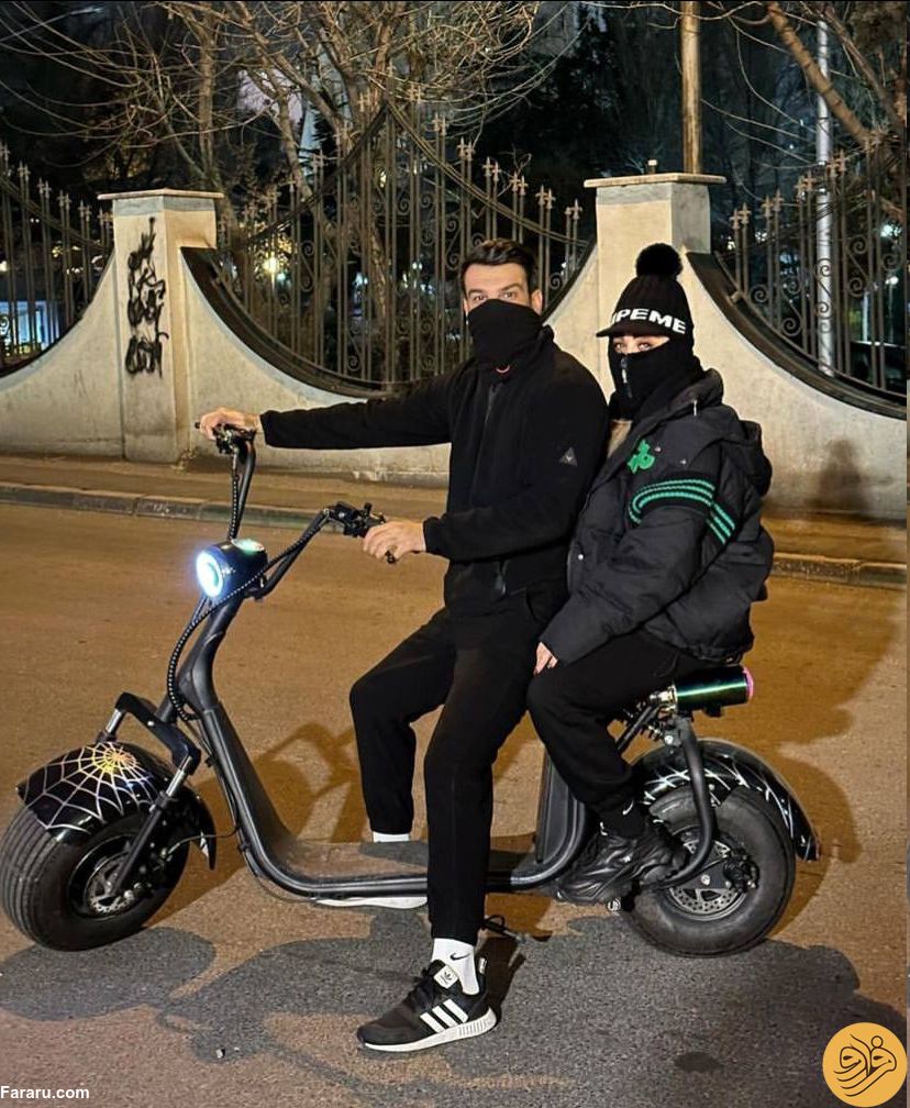 (عکس) موتورسواری حسین ماهینی و همسرش