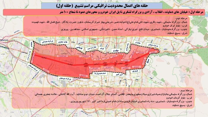 مسیرهای تشییع پیکر رهبر شهید در تهران