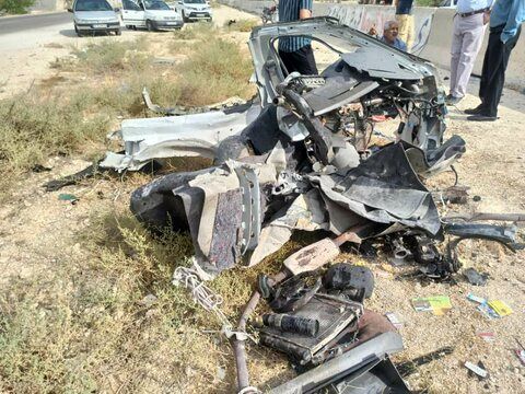 بقایای خودروی ساخت ایران در یک تصادف