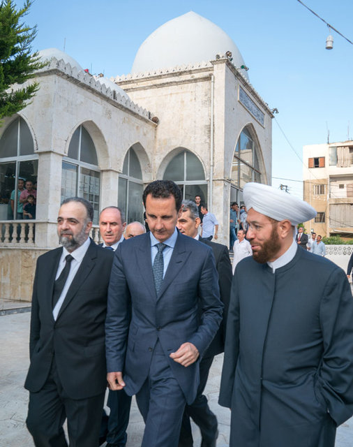 حضور بشار اسد در نماز عید فطر