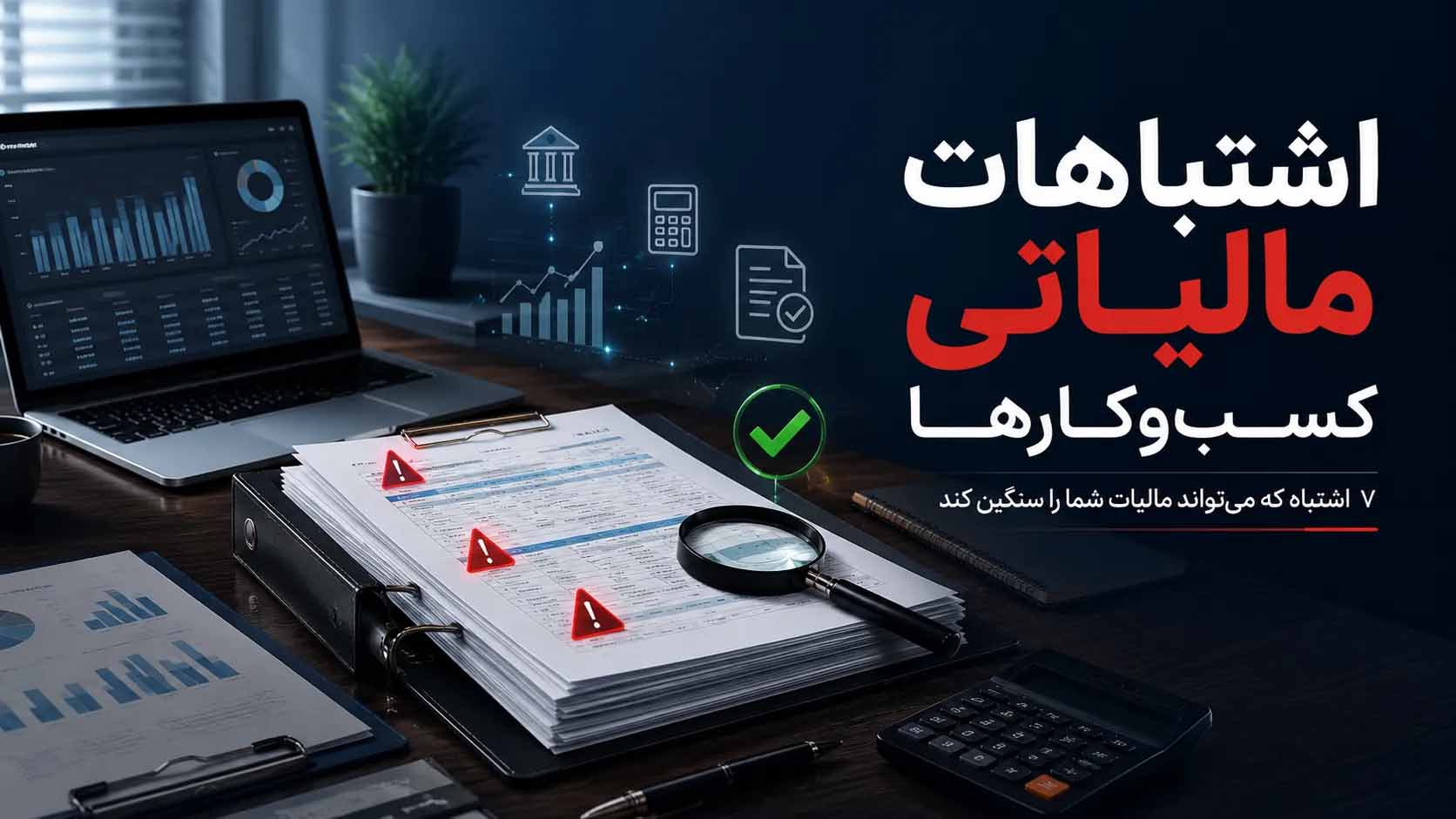 تصویری با متن نوشته: اشتباهات مالیاتی کسب و کارها