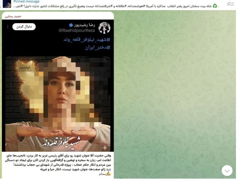 واکنش تند رسایی به انتشار عکس کم حجاب شهید «نیلوفر قلعه وند»/ نانجیب‌ها برای انکار حکم حجاب، پروژه قدردانی از شهدای بی‌حجاب را برداشته‌اند 2