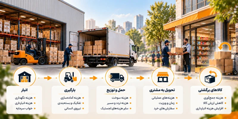 هزینههای توزیع از انبار تا تحویل و برگشت کالا