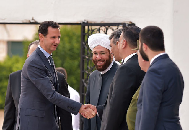 حضور بشار اسد در نماز عید فطر