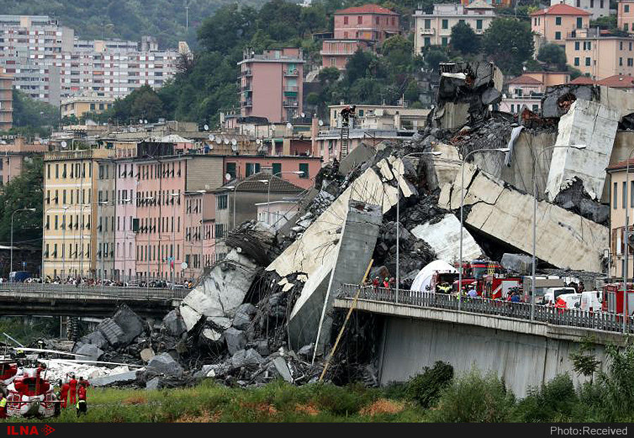 ریزش پل معلق در جنوا ایتالیا