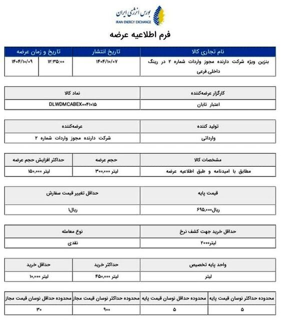 افزایش ۳۷۰۰ تومانی قیمت پایه بنزین سوپر وارداتی