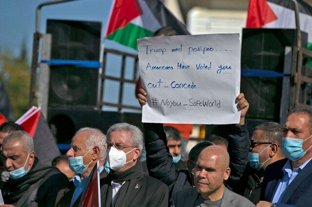 تظاهرات فلسطینی‌ها در محکومیت تصمیم پامپئو برای بازدید از یک شهرک یهودی‌نشین