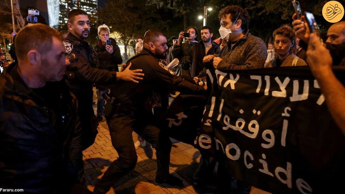 درگیری پلیس اسرائیل با معترضان مقابل وزارت جنگ این رژیم+ فیلم