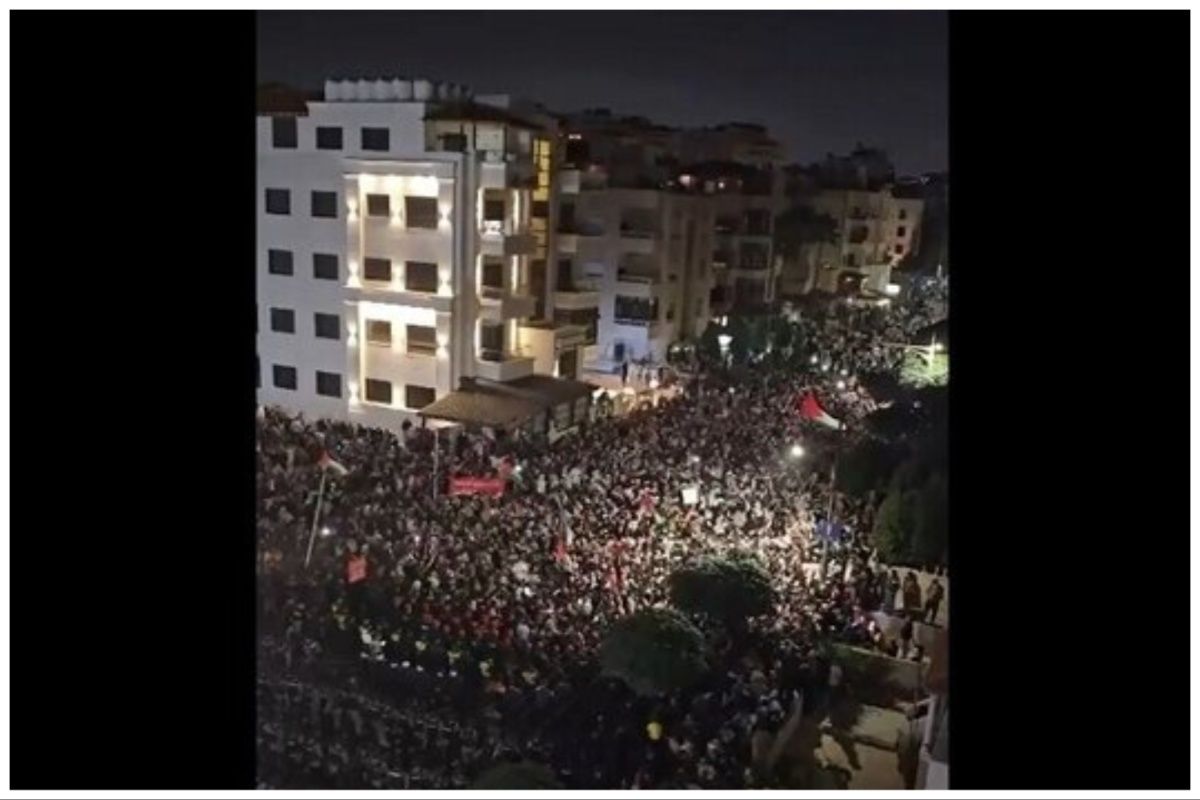 تجمع گسترده در اردن در حمایت از غزه
