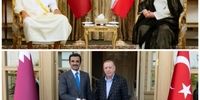 پوشش متفاوت امیر قطر در دیدار با رئیسی و اردوغان + عکس