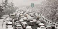 بارش برف و باران در تهران /ترافیک شدید در خیابان ها