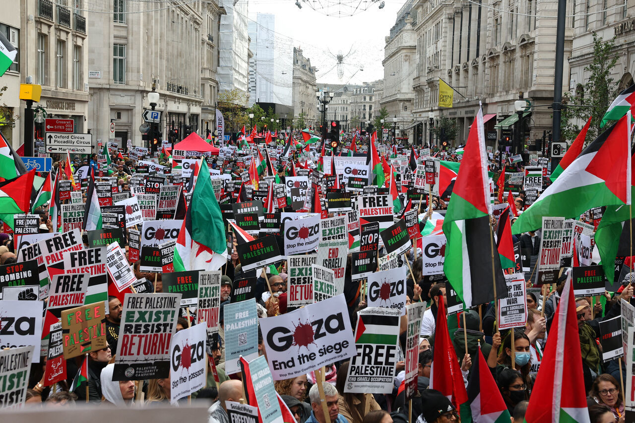  تظاهرات حامیان غزه در لندن/ درخواست معترضان برای تحریم برندهای پشتیبان اسرائیل