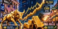 گاوها وال استریت را اشغال کردند | قیمت طلا در آستانه فتح ایستگاه ۴۵۰۰ دلار |  طلا هفته را حدود ۳۰۰ دلار بالاتر به پایان رساند