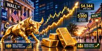 گاوها وال استریت را اشغال کردند | قیمت طلا در آستانه فتح ایستگاه ۴۵۰۰ دلار |  طلا هفته را حدود ۳۰۰ دلار بالاتر به پایان رساند