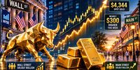 گاوها وال استریت را اشغال کردند | قیمت طلا در آستانه فتح ایستگاه ۴۵۰۰ دلار |  طلا هفته را حدود ۳۰۰ دلار بالاتر به پایان رساند