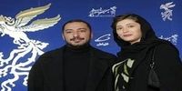 فرشته حسینی در آغوش نوید محمدزاده هنگام اعلام نامش در جشنواره فیلم فجر+ فیلم