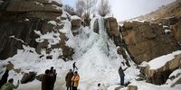 آبشار گنجنامه همدان یخ زد+تصاویر
