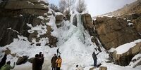 آبشار گنجنامه همدان یخ زد+تصاویر
