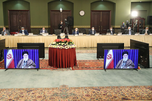 تصاویر حضور ویدئوکنفرانسی رهبری در جلسه ستاد ملی مبارزه با کرونا