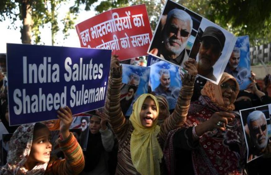 تصاویر تجمعِ هندی‌ها در اعتراض به ترور سردارسلیمانی 