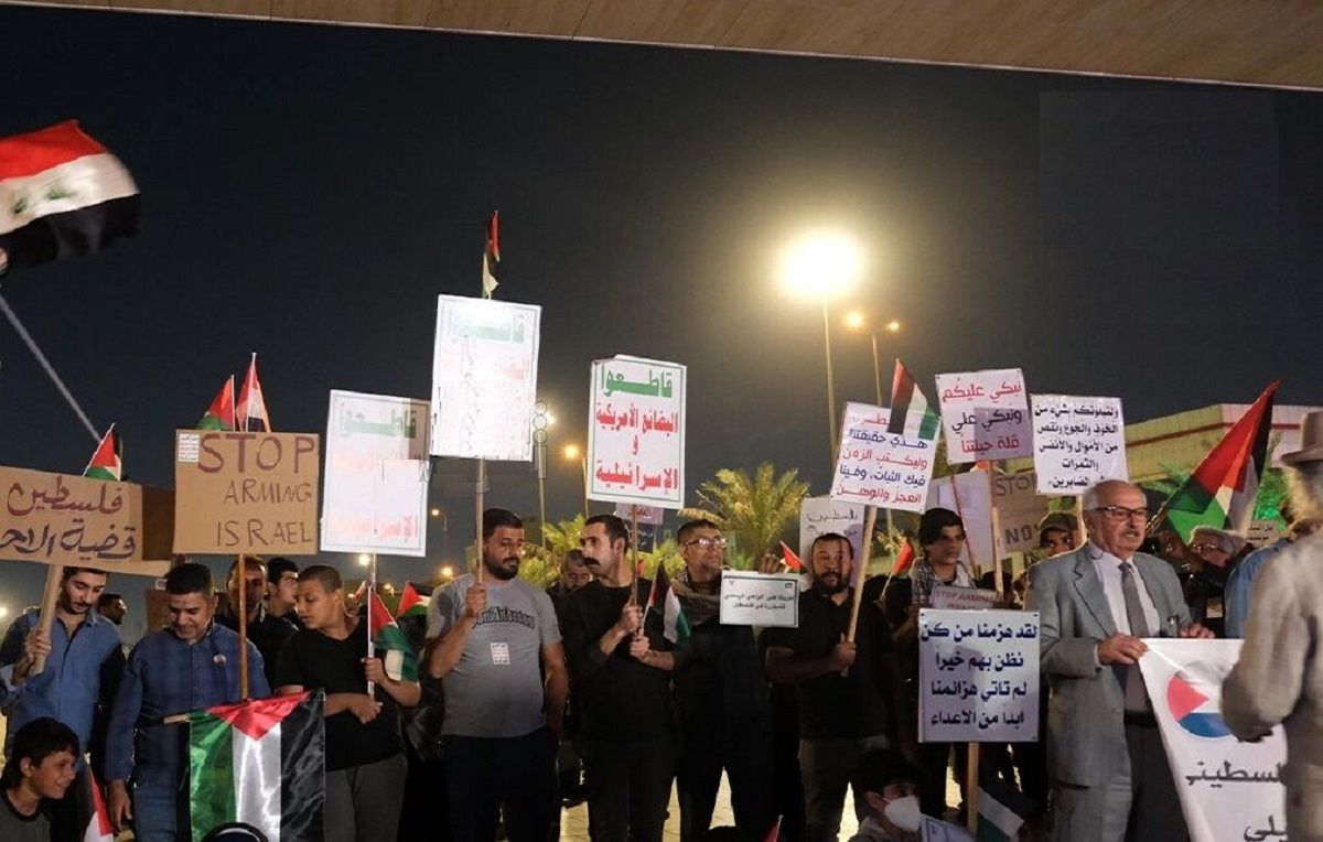 تظاهرات  شبانه صدها عراقی‌ در حمایت از مردم غزه