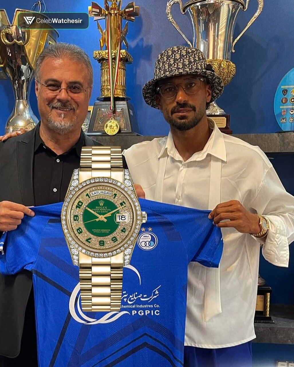 عکس | ساعت خاص و ۵ میلیارد تومانی رامین رضاییان؛ ساعتی با ۵۲ برلیان و ۳۲ الماس!