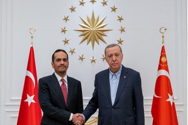 دیدار و گفتگوی اردوغان با وزیر خارجه قطر 