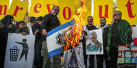 تجمع اعتراض آمیز ضداسرائیلی در میدان فلسطین تهران + تصاویر