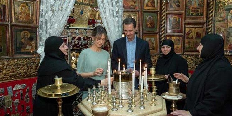 بازدید بشار اسد و همسرش تز صومعه «سیده صیدنایا» دمشق+عکس‌ها
