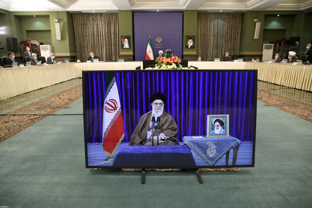 تصاویر حضور ویدئوکنفرانسی رهبری در جلسه ستاد ملی مبارزه با کرونا