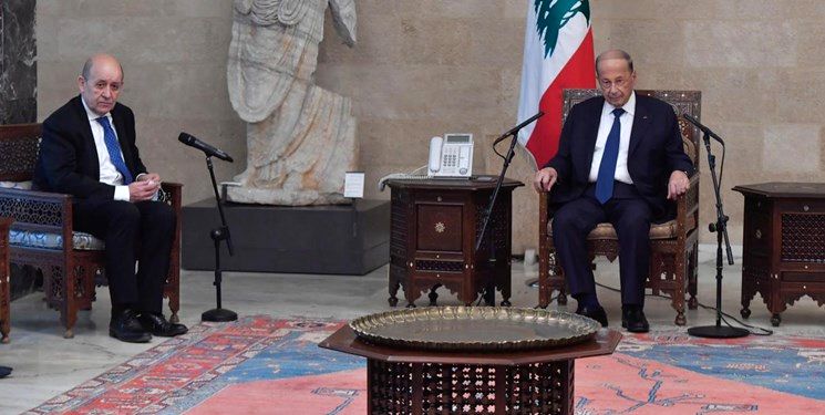 دیدار وزیر خارجه فرانسه با رئیس‌جمهور لبنان