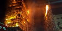 آتش سوزی مهیب امروز در برزیل + فیلم ریزش ساختمان
