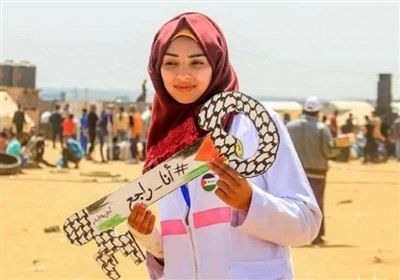 شهادت امدادگر زن فلسطینی به ضرب گلوله صهیونیست‌ها + عکس