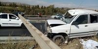 تصادف مرگبار پراید با تیربرق بزرگراه تهران را بست+ عکس