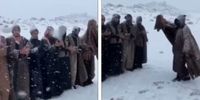 برف اینگونه عرب ها را به رقص واداشت!+فیلم