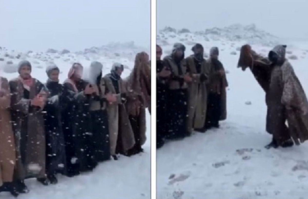 برف اینگونه عرب ها را به رقص واداشت!+فیلم