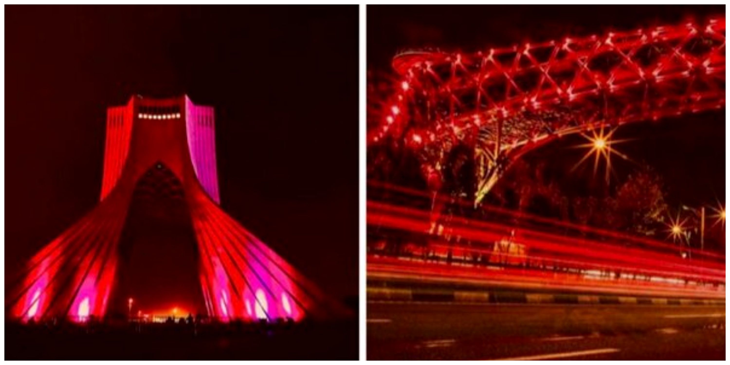 برج آزادی و پل طبیعت تغییر رنگ دادند+تصاویر