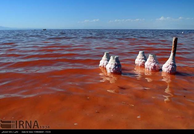دریاچه ارومیه به رنگ قرمز درآمد