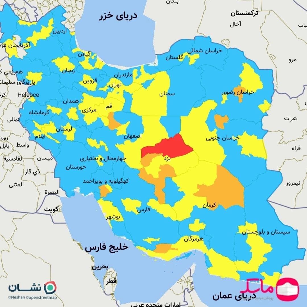 فوری/ نقشه کرونایی ایران قرمز شد /خیز ششم کرونا آغاز شد