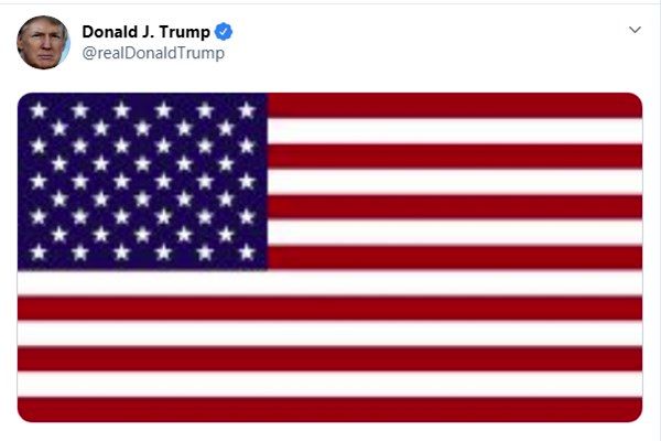 ترامپ پیامی توئیتری با عکسی از پرچم آمریکا منتشر کرد

