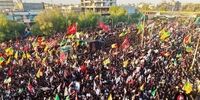 اقامه نماز بر پیکر رهبر شهید توسط حضرت آیت‌الله حکیم +فیلم