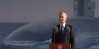 حضور پوتین در مراسم برافراشتن پرچم زیردریایی هسته‌ای 
