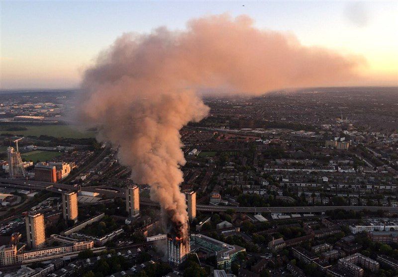 نمایی متفاوت از آتش سوزی در برج گرن فل لندن + عکس