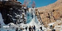  آبشار ۱۲ متری گنجنامه همدان یخ بست! +تصاویر