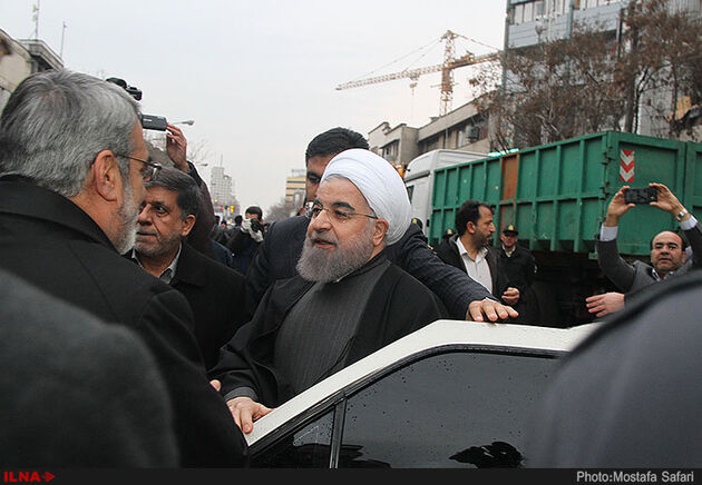 حضور رئیس جمهوری در محل حادثه پلاسکو