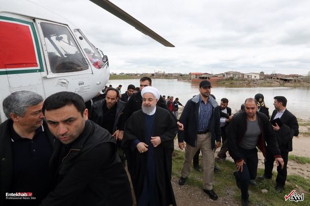 بازدید رئیس جمهور از مناطق سیل زده آق قلا